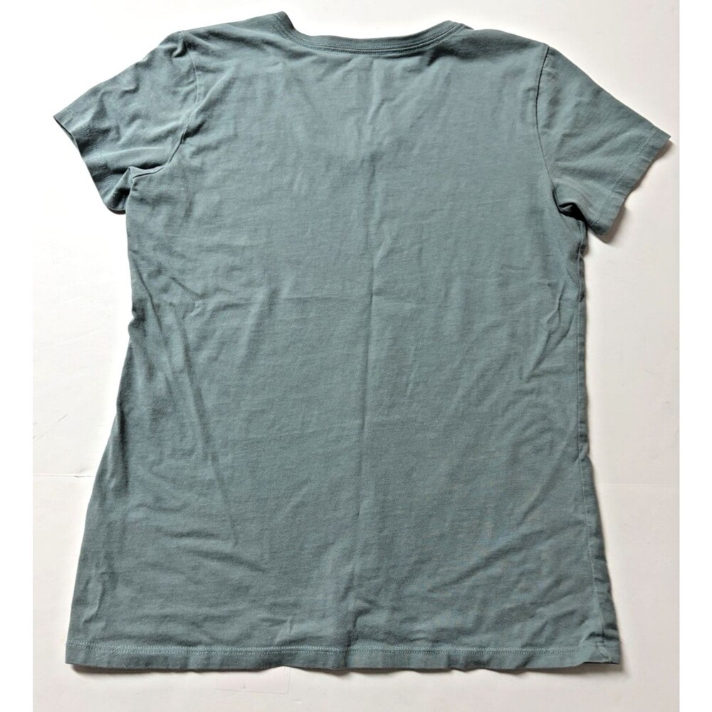 Life Is Good T Shirt Women's M ~ V Neck Short Sleeve Crusher Pooh Lt Cadet Blue - Picture 6 of 6
